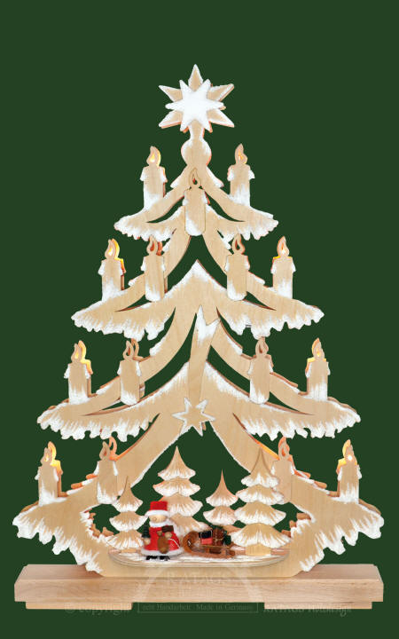 Tanne kl. Weihnachtsmann mit Schlitten natur, mit Raureif